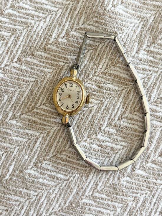 Timex Accessories - Vintage Timex Women's Two-Tone Gold & Silver Link Bracelet Watch - Oval Face
